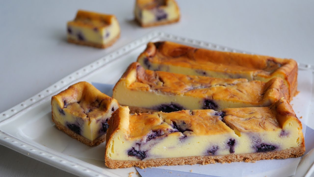 【濃厚で爽やか♡ブルーベリーチーズケーキ】初夏に味わいたいベイクドチーズケーキ | Blueberry cheesecake