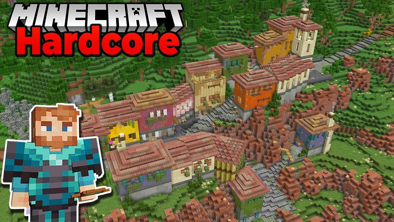 I Built a COLORFUL VILLAGE in my Hardcore Minecraft Forever World