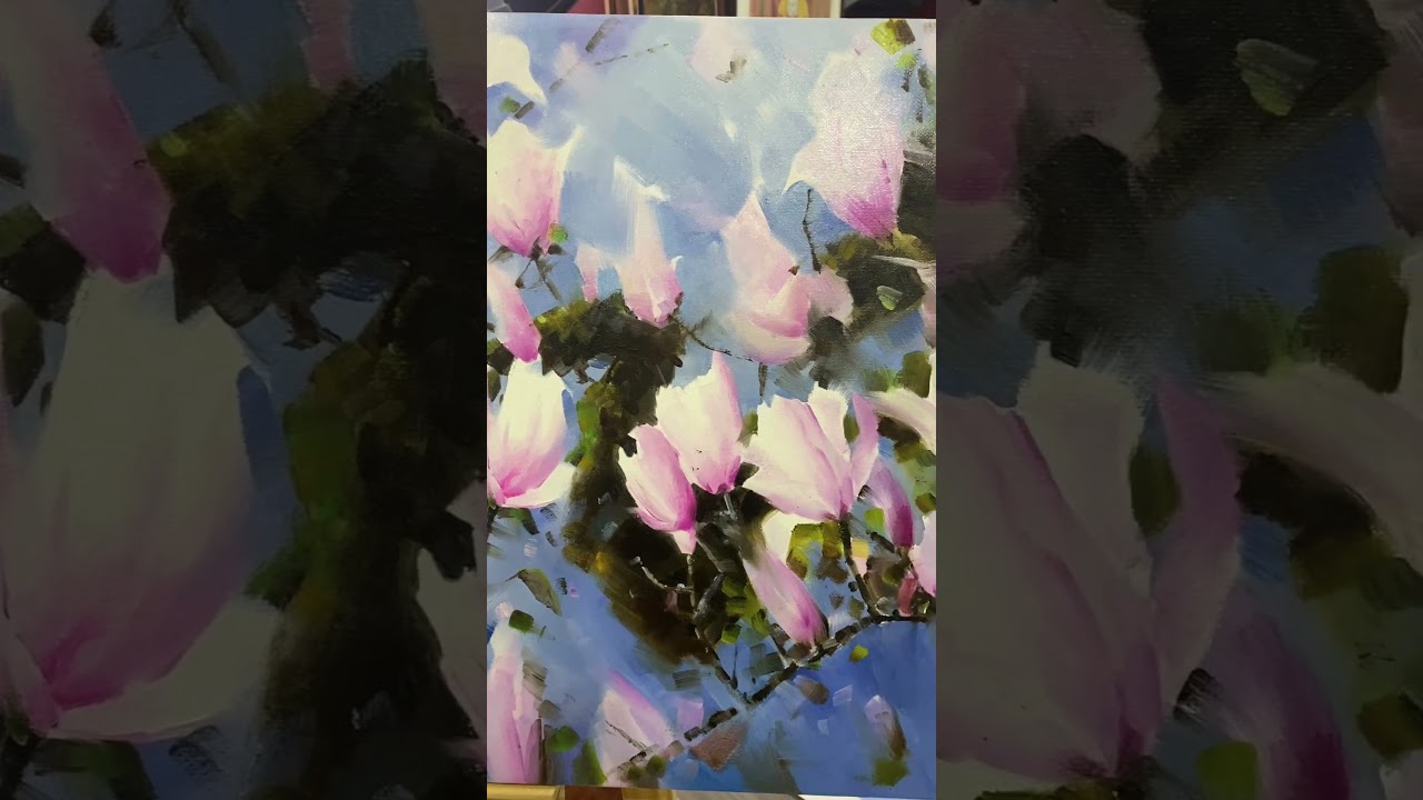 Beautiful Magnolia Spring Painting | Flower & Bird Art #oilpainting #painting #stillife #art