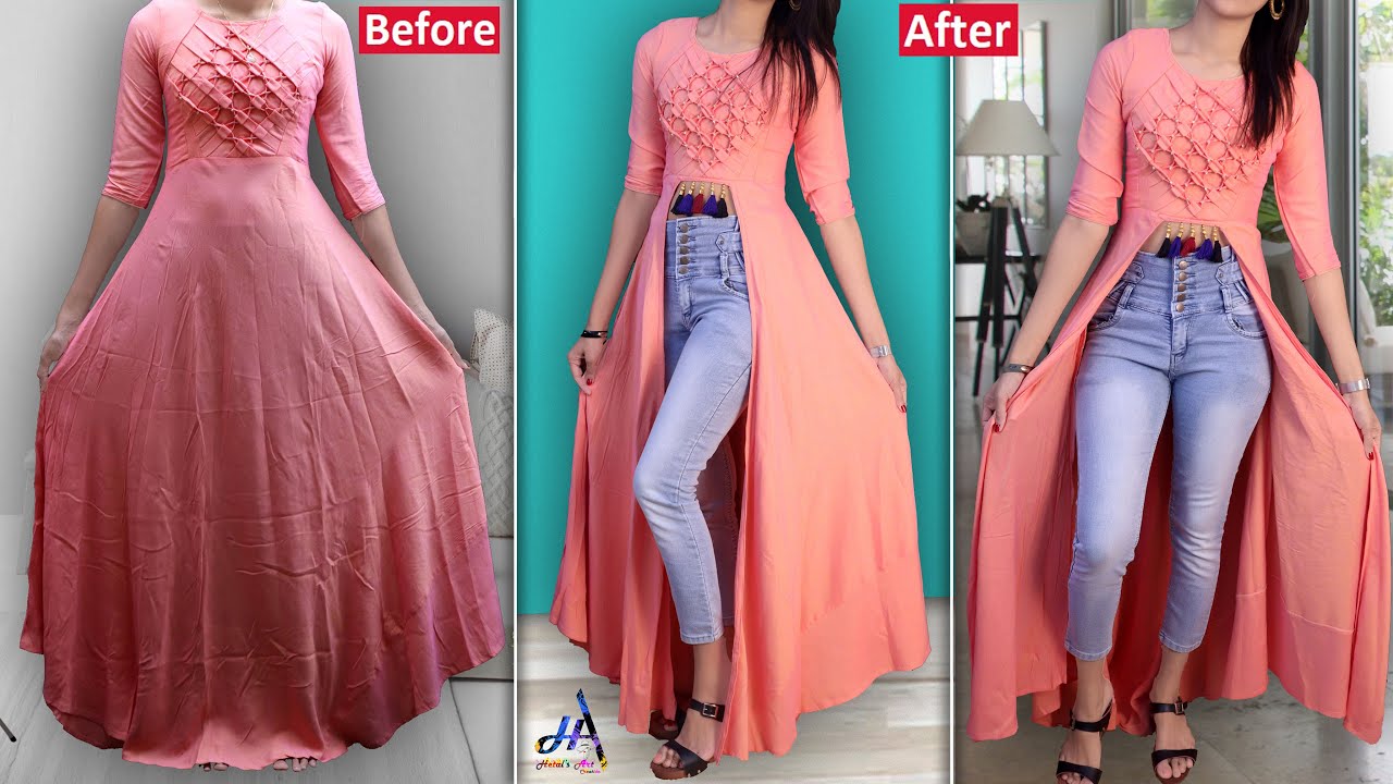 Convert Old Gown/kurti into Fancy Slit Dresses