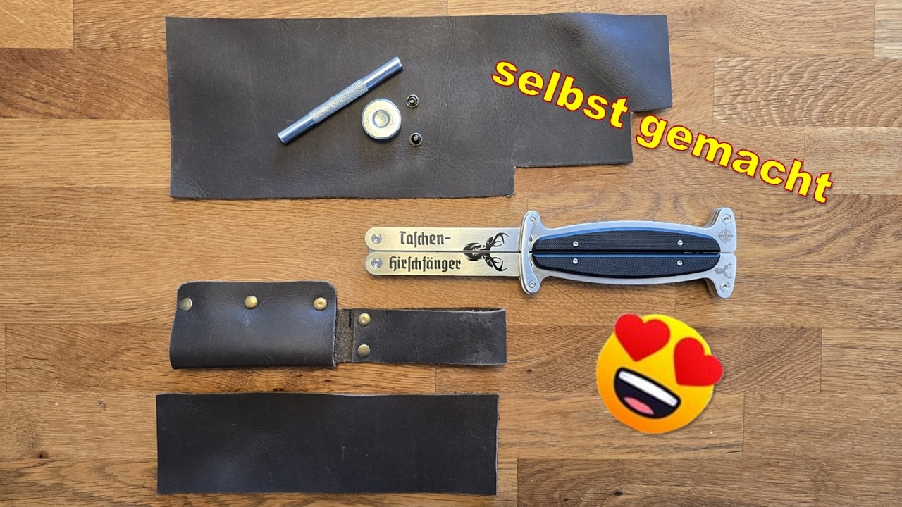 Lederscheide für den Taschen-Hirschfänger von Jörg Sprave selbst gemacht