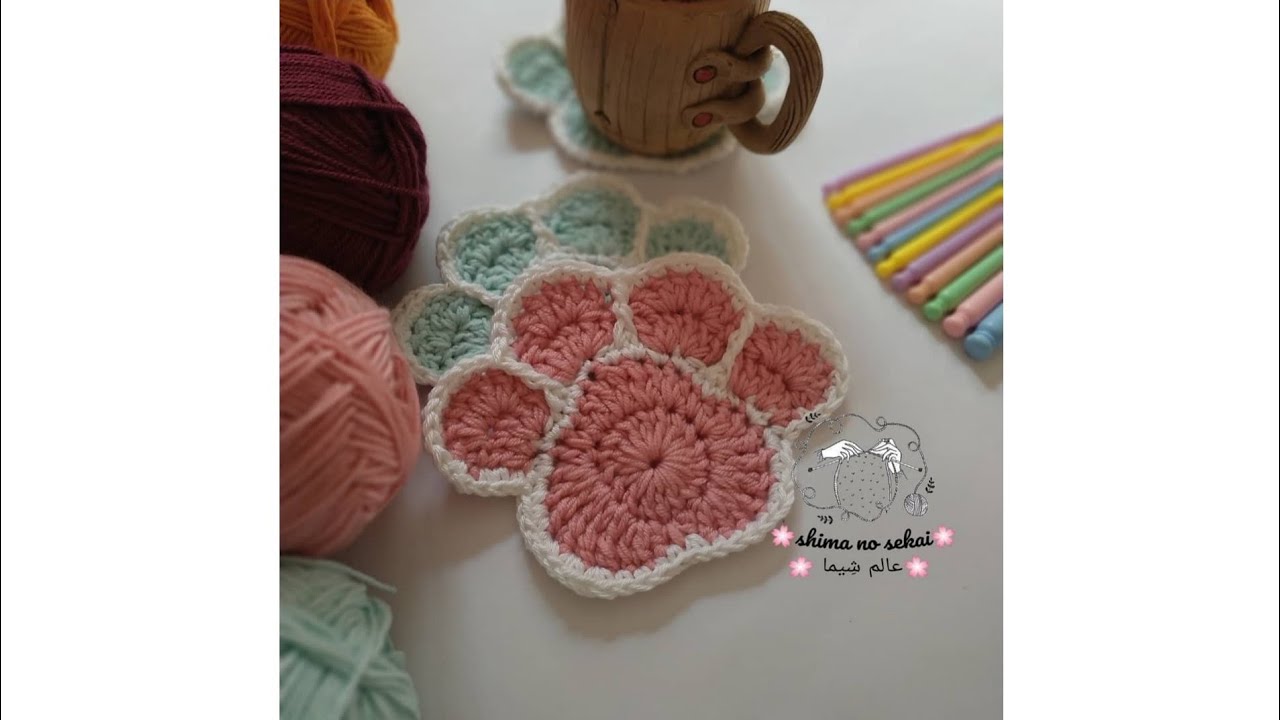 كروشيه كوستر إيد القطه crochet paw 🐾🐾