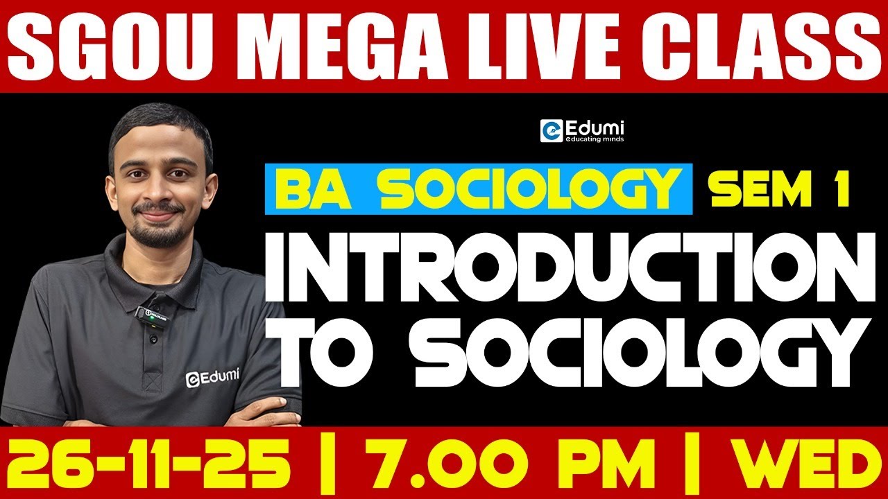 SGOU |BA SOCIOLOGY | SEM 1 | Introduction To Sociology | എജൂമിയോടൊപ്പം പഠിച്ചു തുടങ്ങാം|Edumi Degree