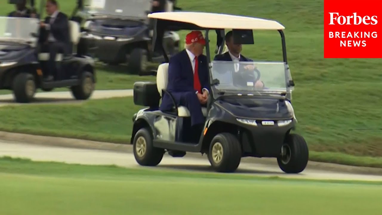 BREAKING NEWS: Trump Hops In A Golf Cart Upon Arrival To Doral Golf Club Where LIV Event Held