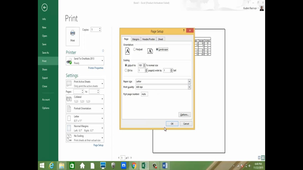 Tutorial per Excel Mesimi 12 Shtypshkrimi ose Printimi i te dhenave ne Programin Excel