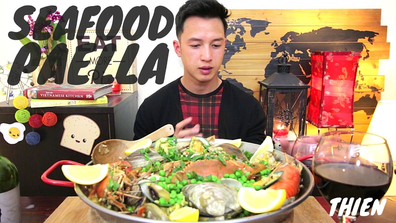 [mukbang/cookbang with THIEN]: Spanish Seafood Paella (Clams, Mussels, Prawns, and Blue Crabs)
