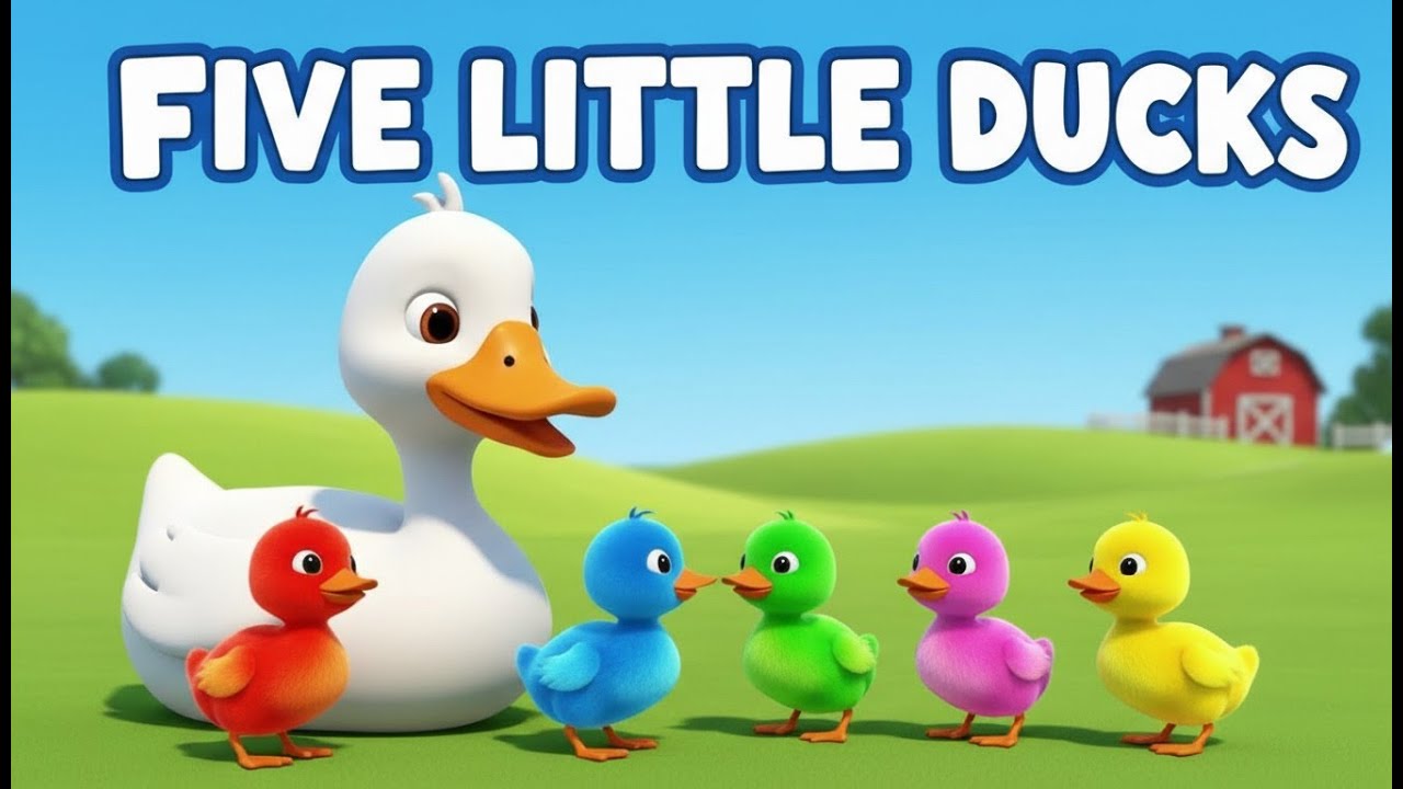 Five Little Ducks Nursery Song | Bright 3D Cartoon Animation for YouTube Kids