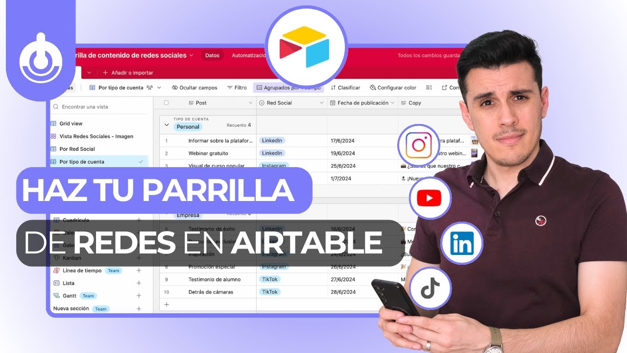 Planea tus redes sociales y haz una PARRILLA de #contenido FÁCIL Y COMPLETA | Tutorial de Airtable