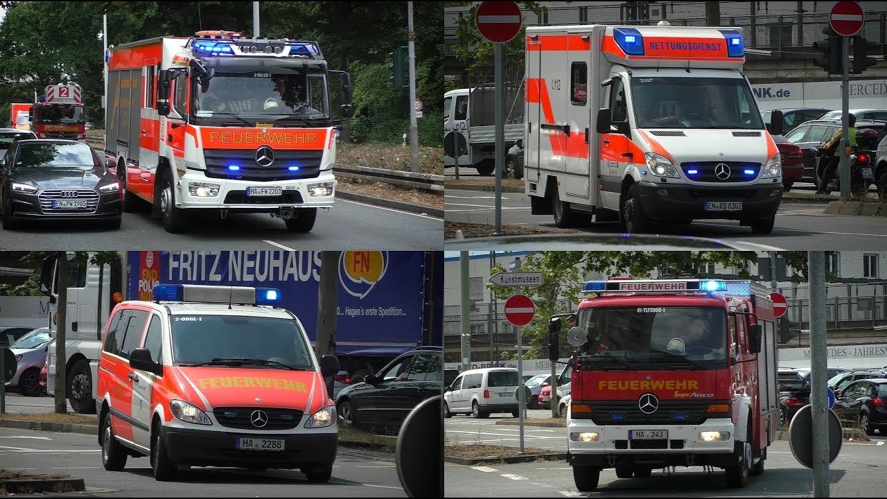 [FEUER IN LADENGESCHÄFT] Einsatzfahrten Berufsfeuerwehr & Freiwillige Feuerwehr Hagen zu Feuer 2