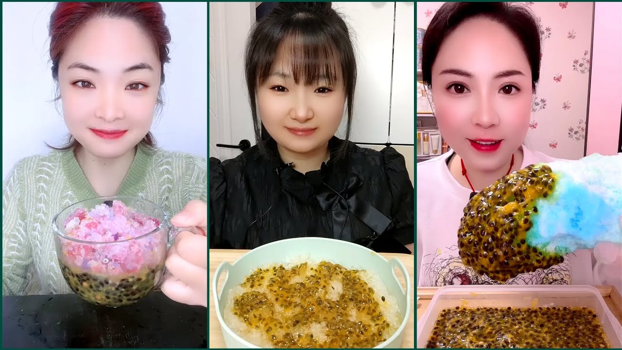 ASMR ice eating with passion fruit EP387