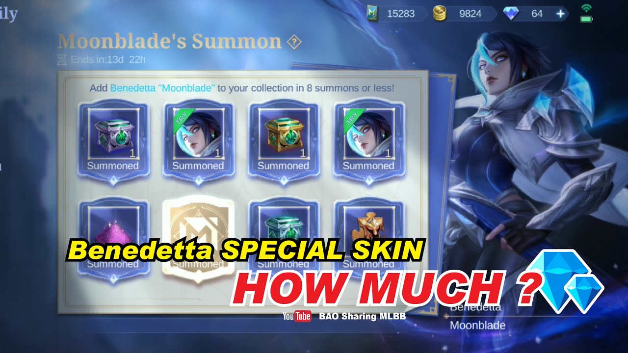 HOW MUCH Benedetta Moonblade Special Skin Price | Mobile Legends Summon Event Draw 2023