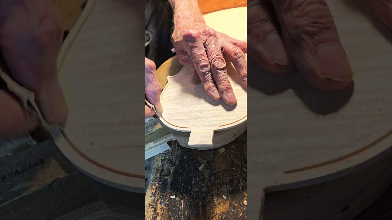 Sanding out perfling channel on violin top