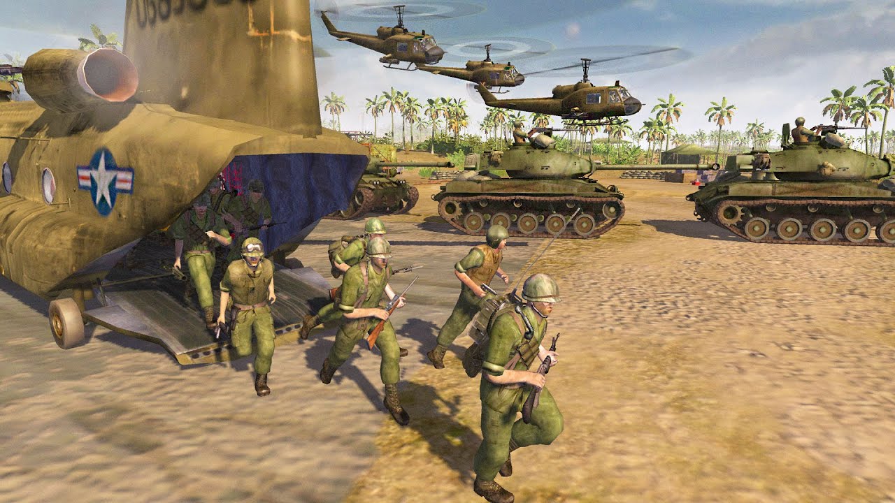 US Marines Deploy Vietnam BASE DEFENSE! - Men of War: Vietnam at War Mod Battle Simulator