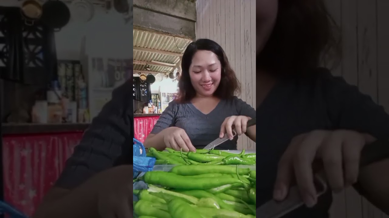 Preparing finger sili for dynamite lumpia