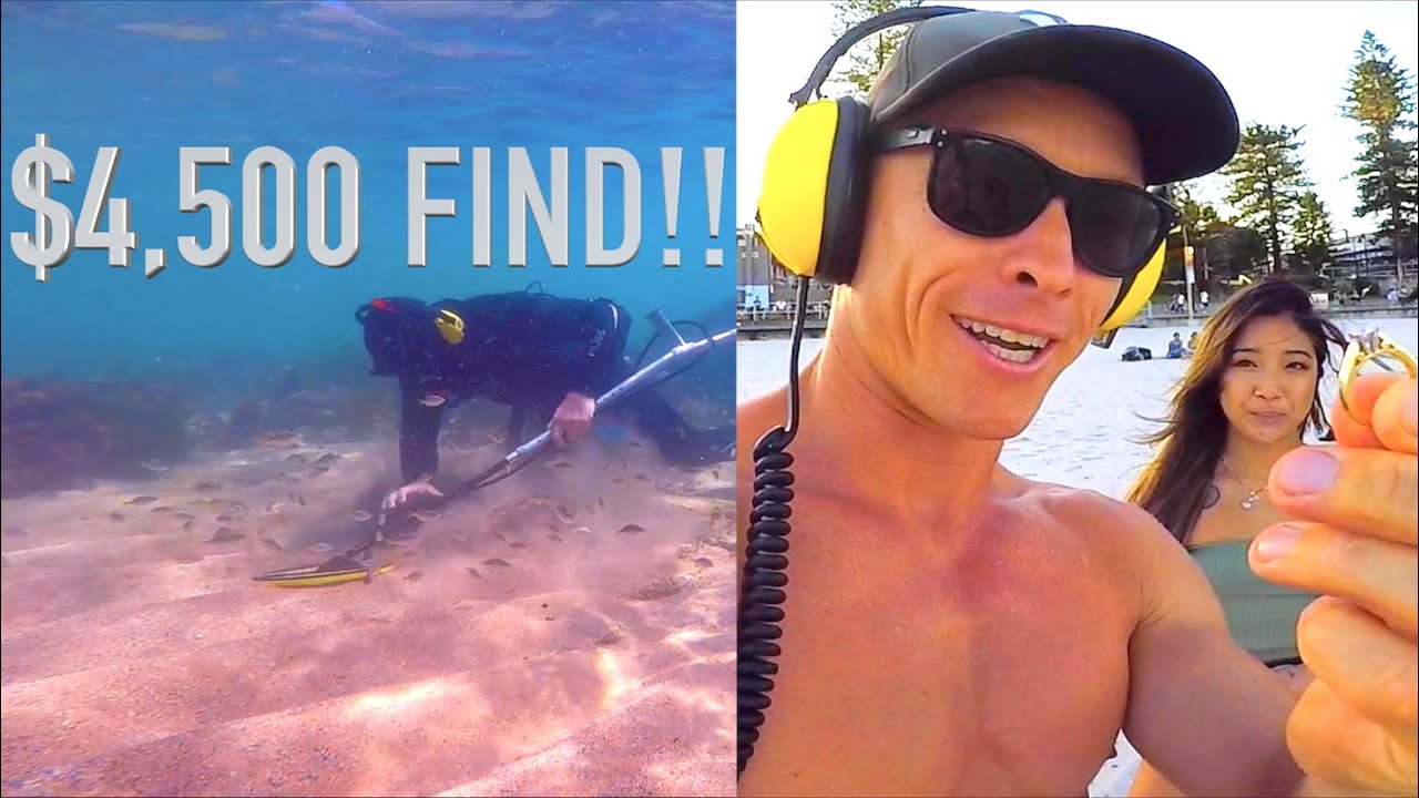 LADIES EXCITED!! $4,500 Unbelievable GOLD Treasure Find Underwater Metal Detecting Shark Alert!!