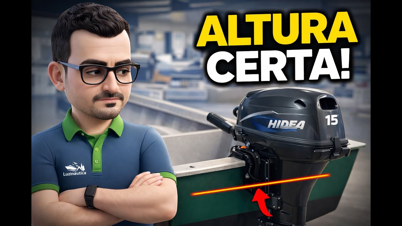 Altura correta do motor de popa Hidea 15HP | Entrega técnica completa