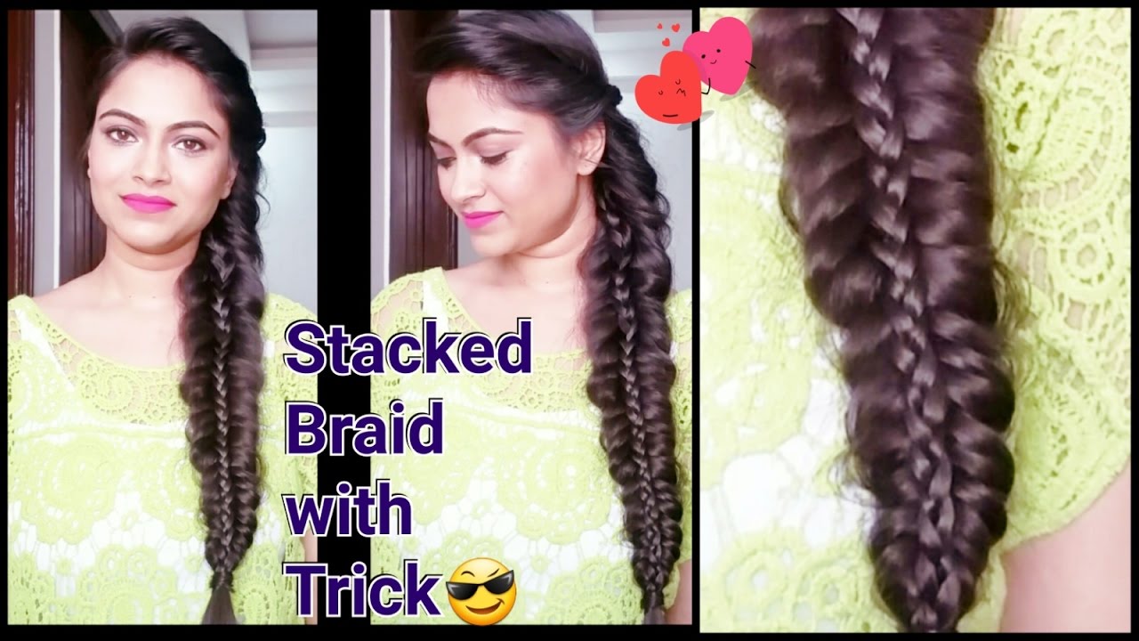 STACKED BRAID//Everyday easy hairstyles for medium to long hair//indian hairstyles