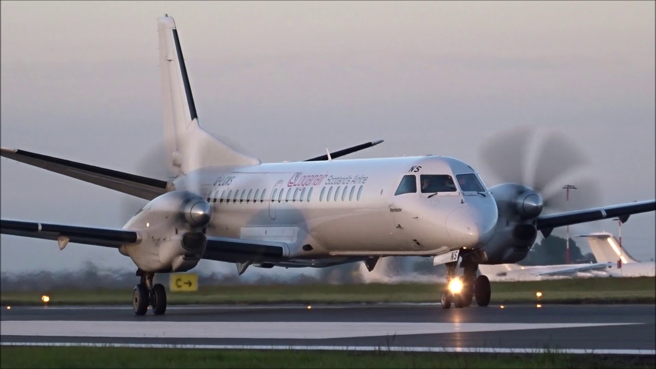 ✈ Logan Air SAAB 2000 G-LGNS Take-off From London Southend Airport!