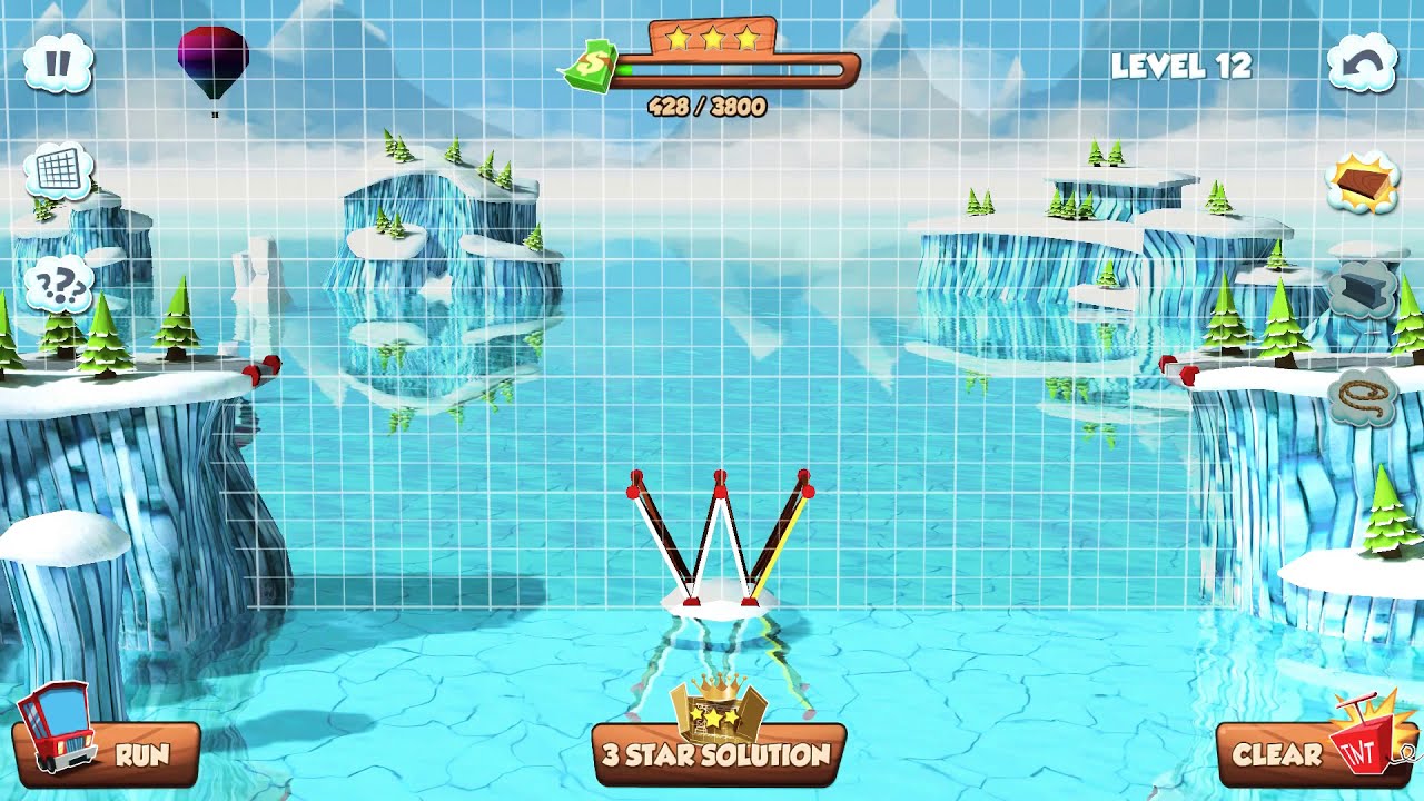 Bridge building simulator) arctic lvl 12 walk through 3🌟