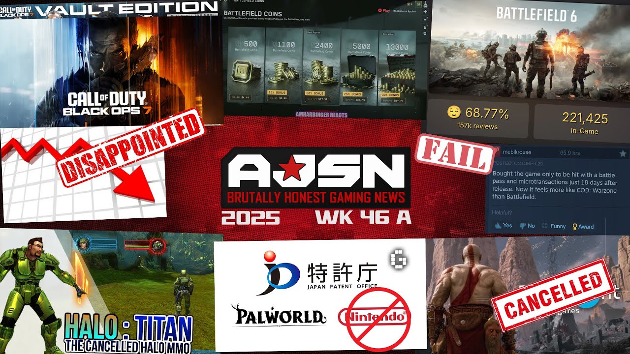 AJS News - Black Ops 7 SALES really POOR, HALO MMO Cancelled, BF 6 now MIXED, Japan REJECTS Nintendo