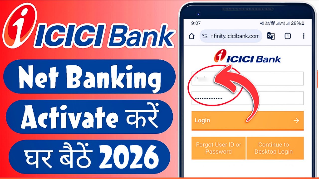 ICICI bank net banking new user registration 2026
