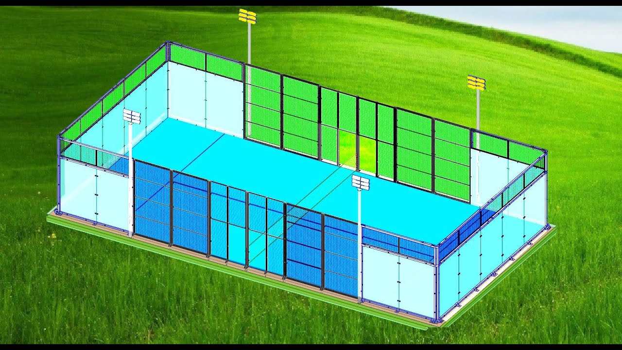 Padel.  simulation 3D, conception et assemblage de la structure.