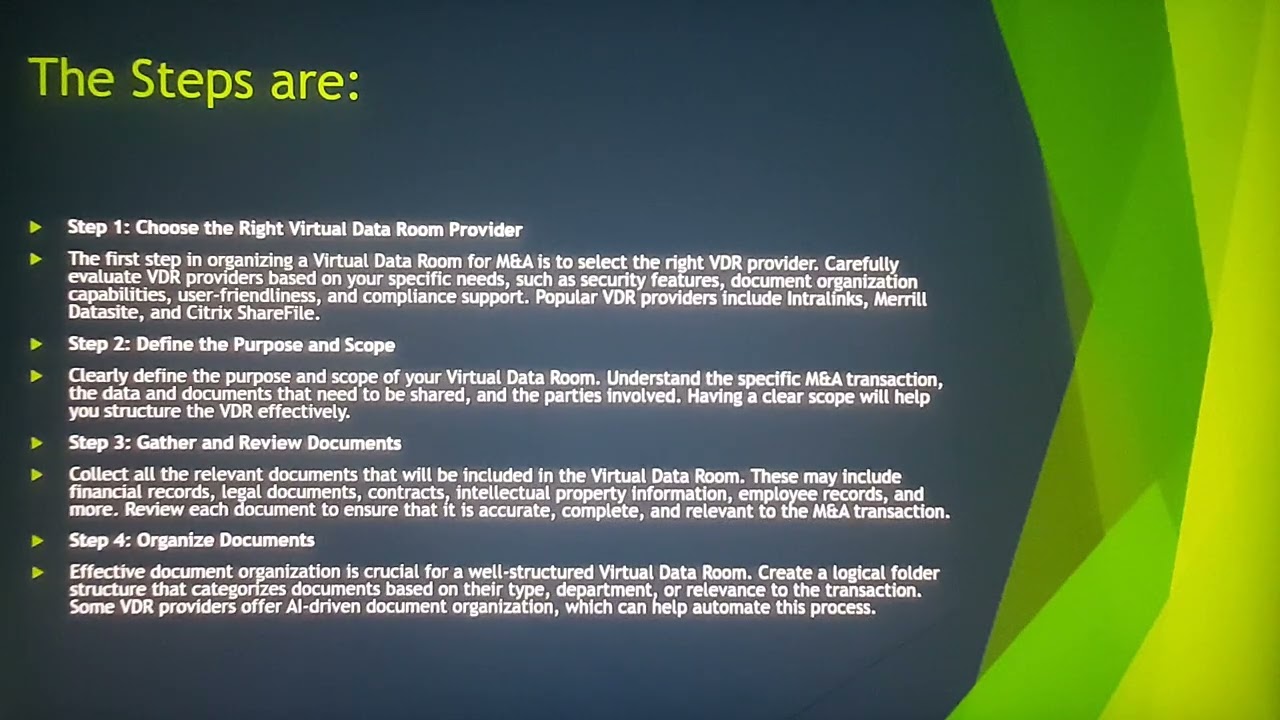 How to Organize a Virtual Data Room for M&a