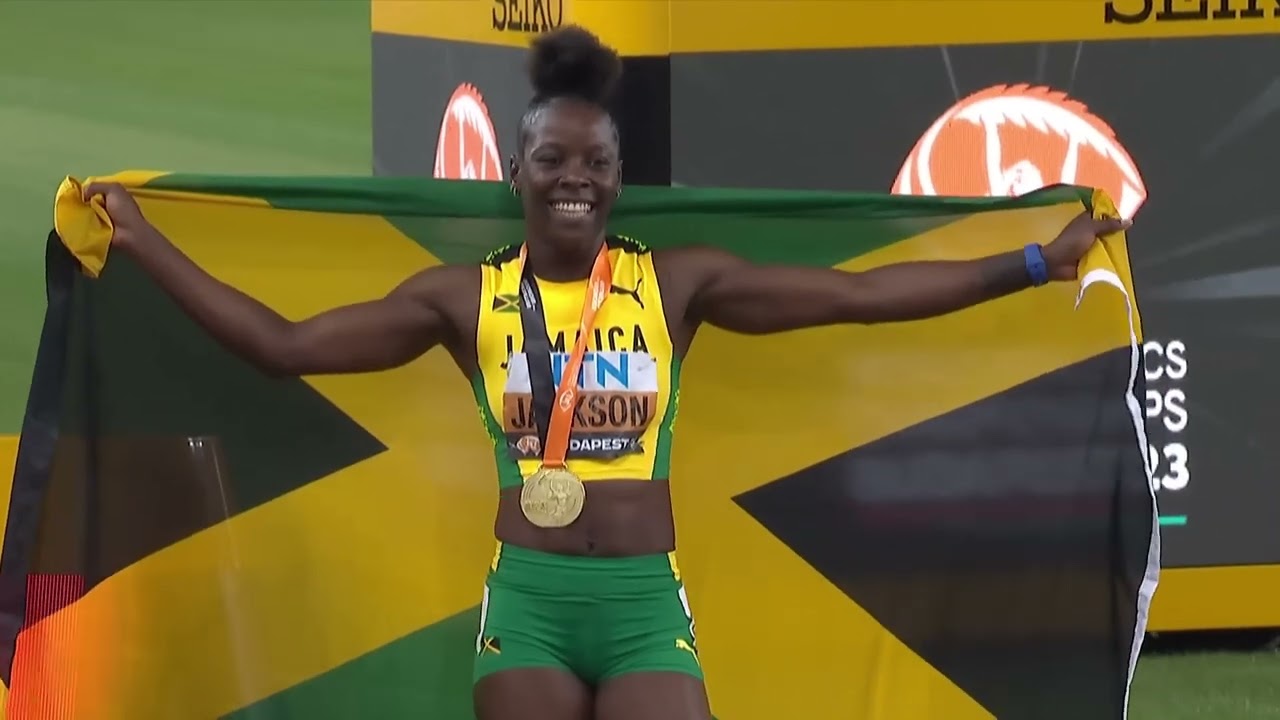 Shericka Jacksons HISTORIC 21.41 clinches 200m ahead of Gabby Thomas and Shacarri