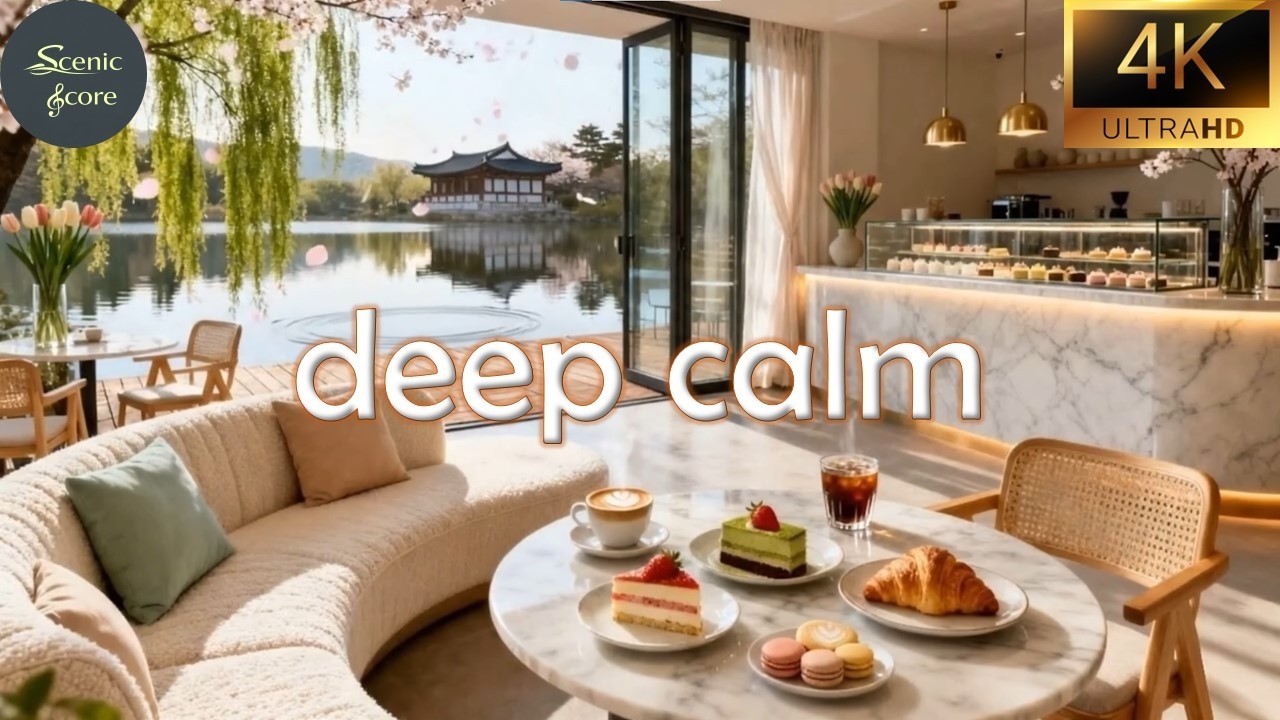 [Cafe Music] Experience Deep Calm by the Lakeside for Focus Studying, Working and Relaxation