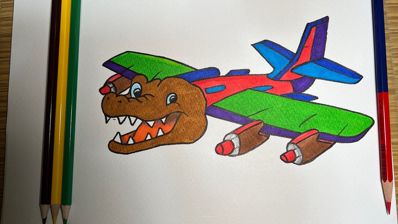 Mixing crocodile with air plane drawing 