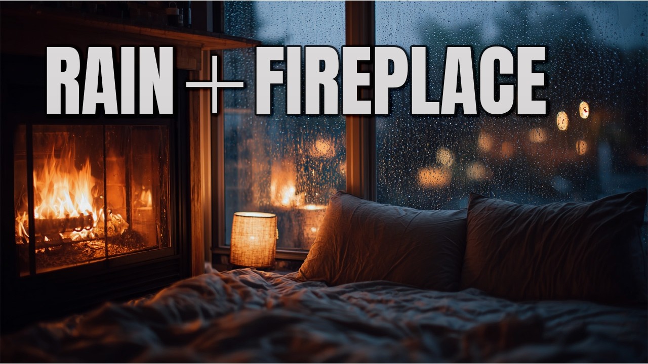 Cozy Rain + Fireplace (8 HOURS) | Deep Sleep Ambience | Rain & Hearth