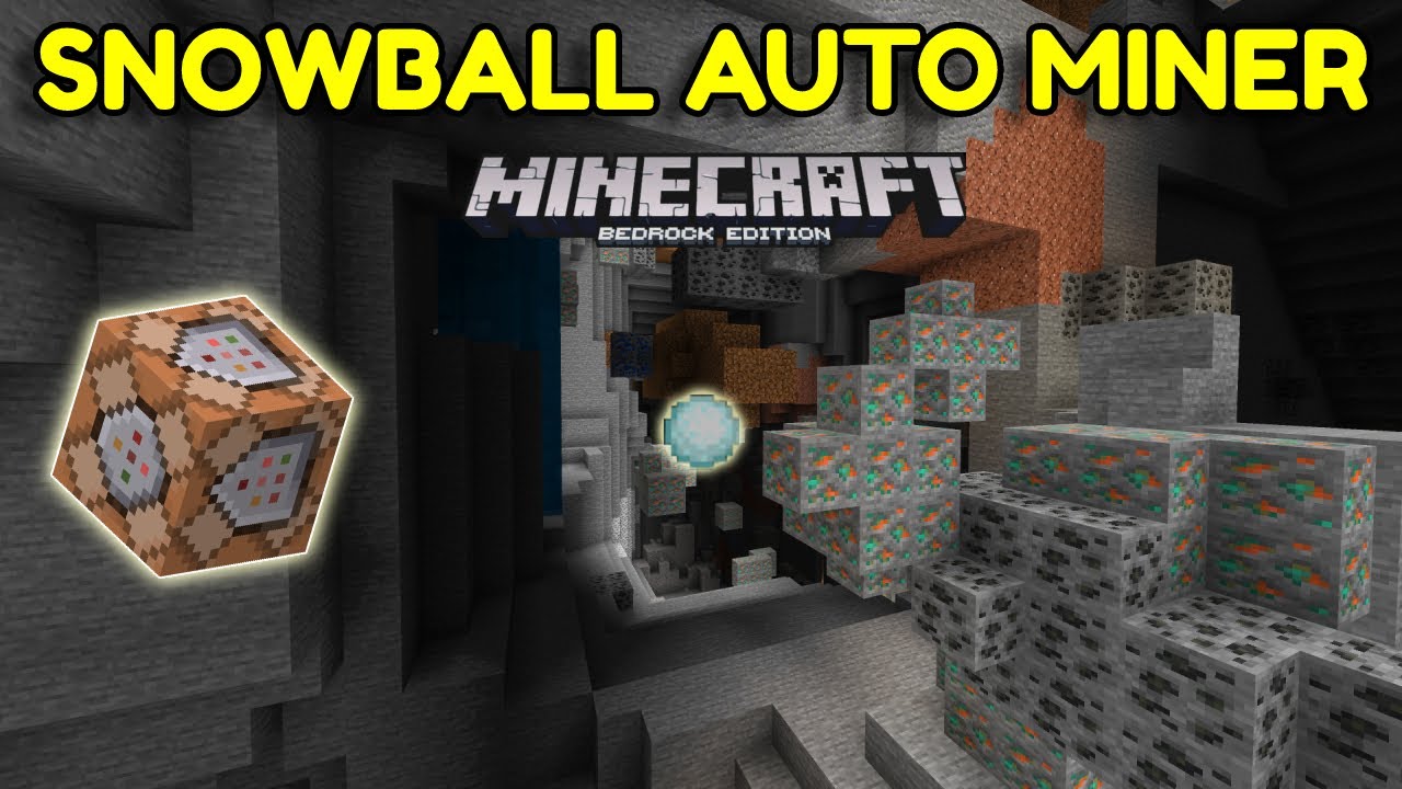 Minecraft Bedrock Auto Mine Snowball | Руководство по командным блокам Bedrock