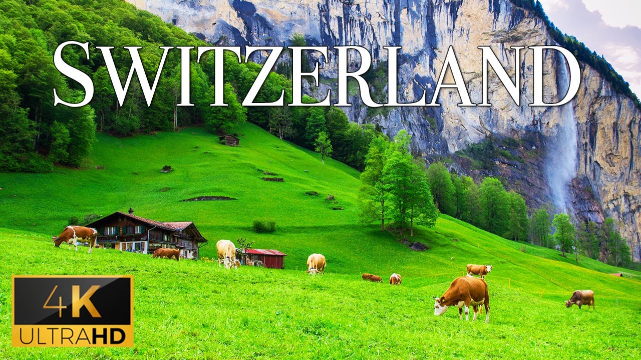FLYING OVER SWITZERLAND (4K Video UHD) - Relaxing Music With Beautiful Nature Film For Stress Relief