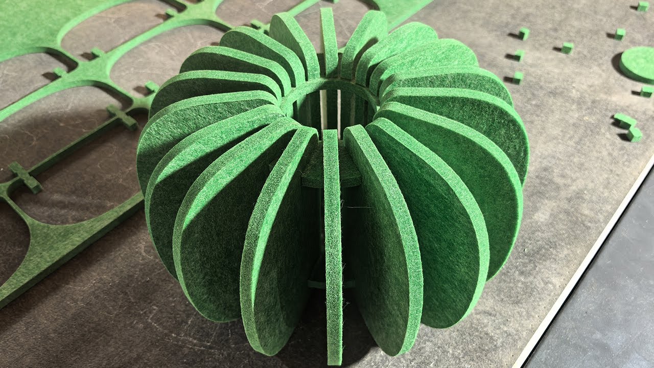 Cutting 9mm Felt Acoustic Panels to Make a Pumpkin Lampshade | AMOR CNC Oscillating Knife Cutter
