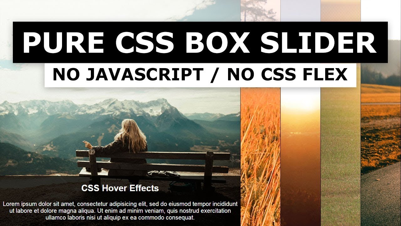 Pure CSS Content Slider - CSS Slide Image Hover Effects with Text
