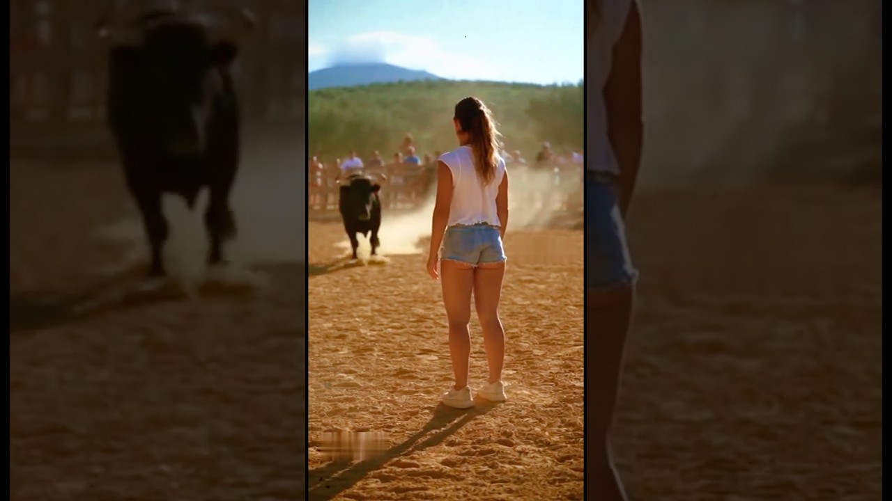 &iexcl;INCRE&Iacute;BLE MOMENTO! Joven esquiva a un TORO BRAVO en el &uacute;ltimo segundo 🐂😱🔥 #shorts #toros #bull