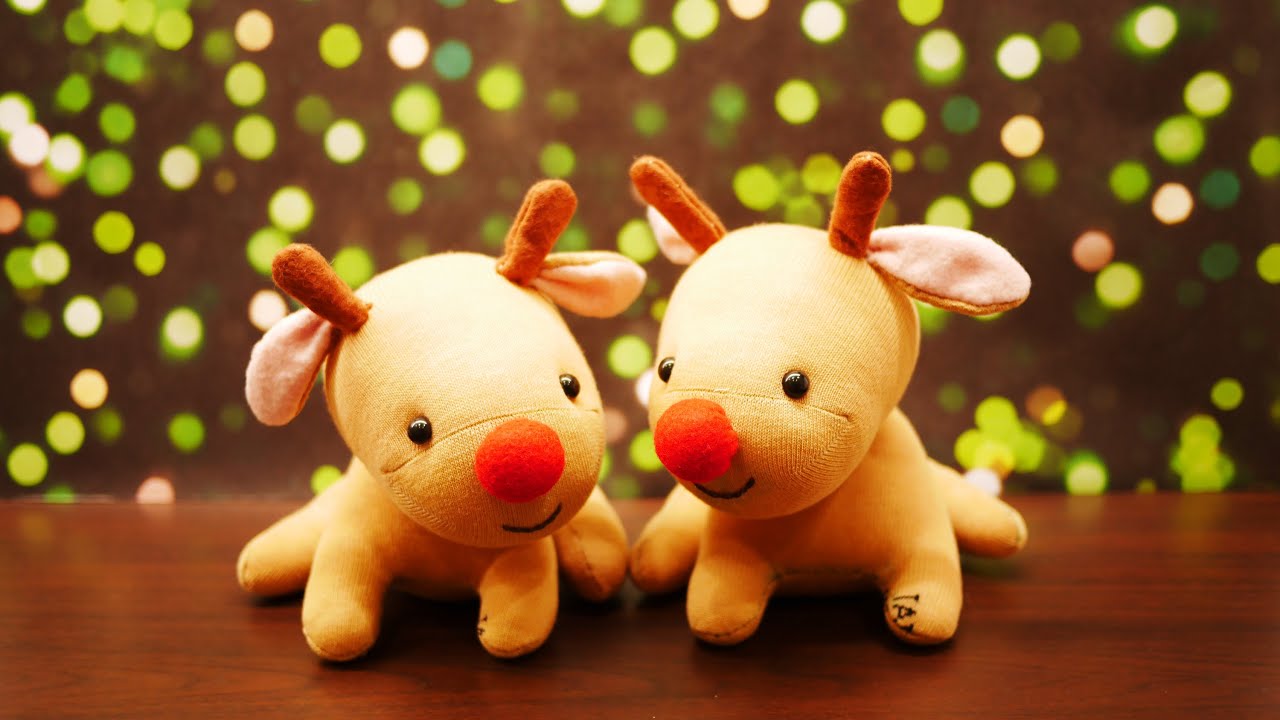Little Rudolph Sock Plush Tutorial - DIY Red Nose Reindeer for Christmas!