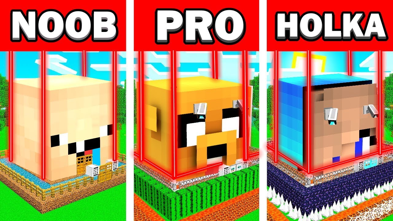 NOOB VS PRO VS HOLKA I KDO SI L&Eacute;PE ZABEZPEČ&Iacute; SVŮJ BAR&Aacute;ČEK V MINECRAFTU?🤔 Anniet&@DaloCZ&@kocourekkk