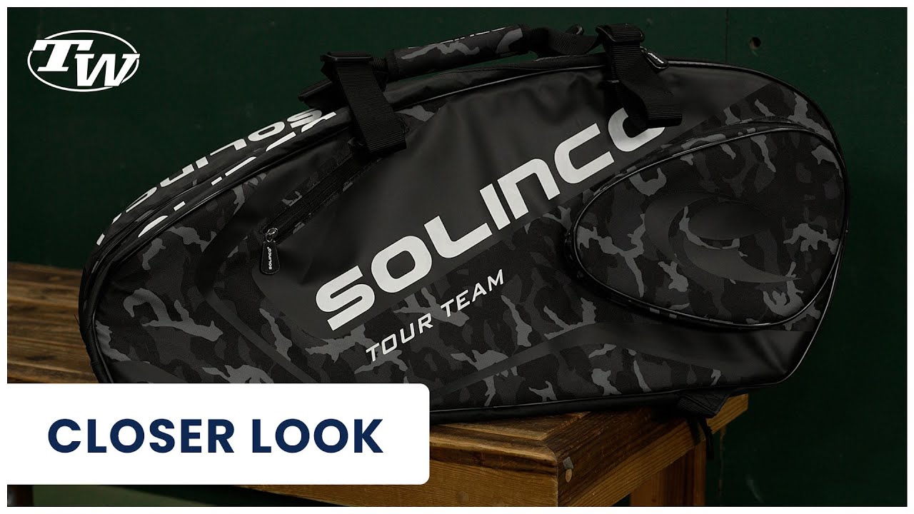 Solinco Camo 6 Pack Tennis Racquet Bag (in black or white) durable & ideal for players of all levels