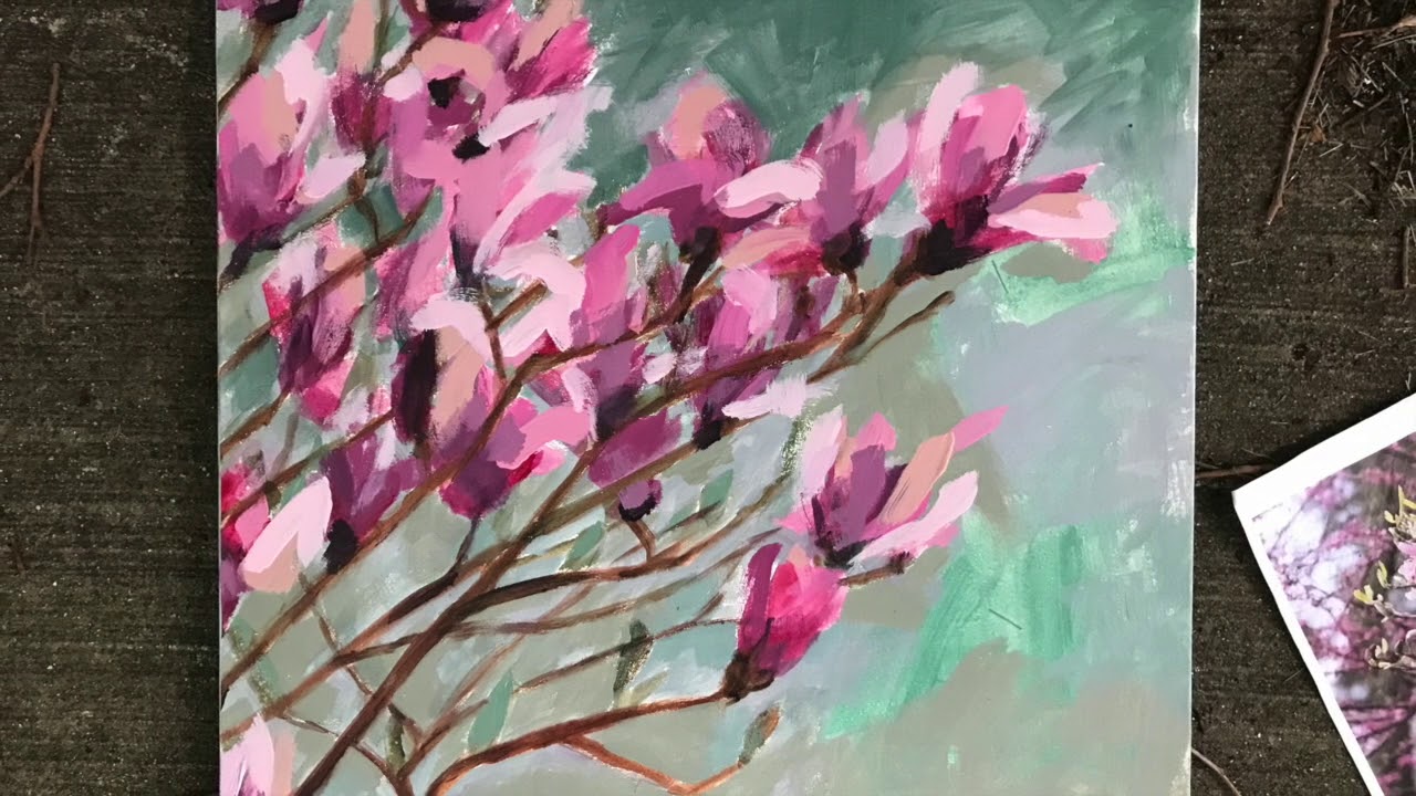 Magnolia and Redbud Blossom Paintings