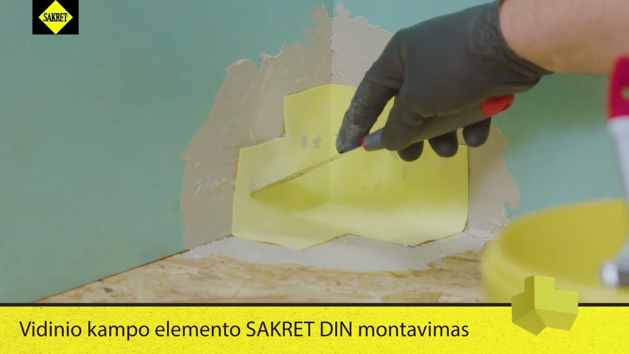 Vidinio kampo hidroizoliacinio elemento SAKRET DIN įrengimas