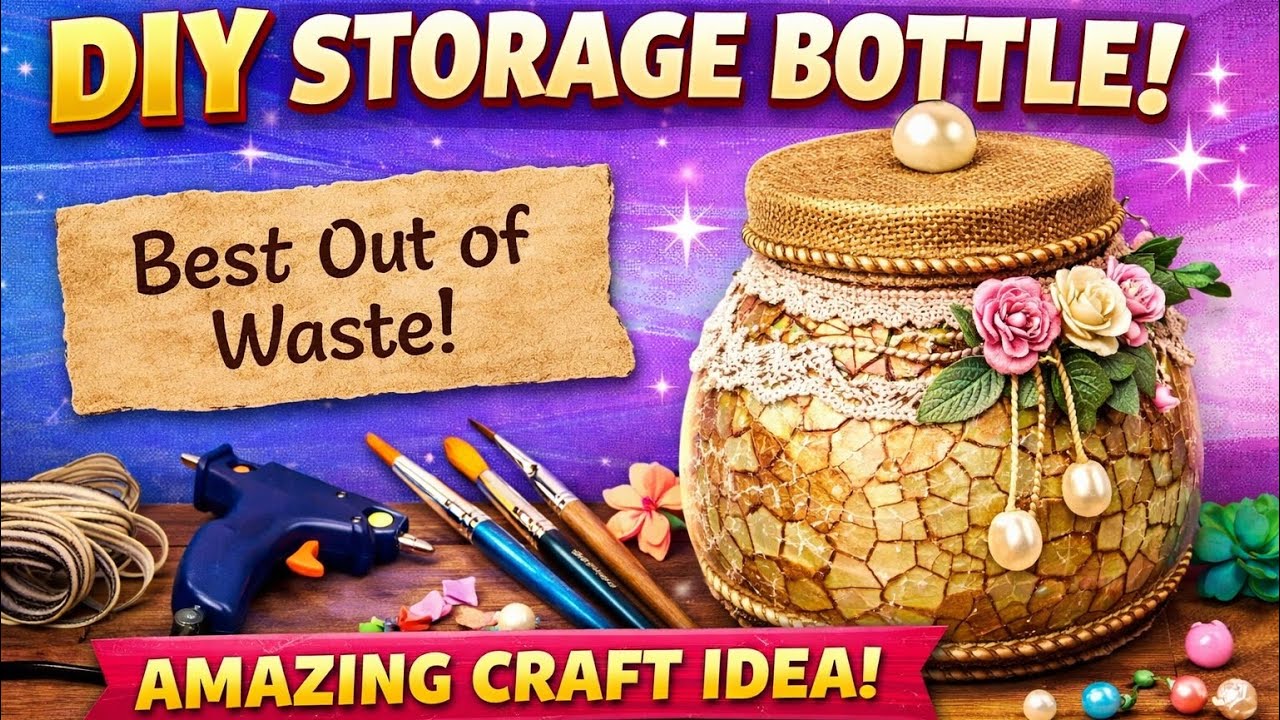 DIY Storage Bottle ||Crafty Wings#art #diy #diypottery #bestoutofwaste