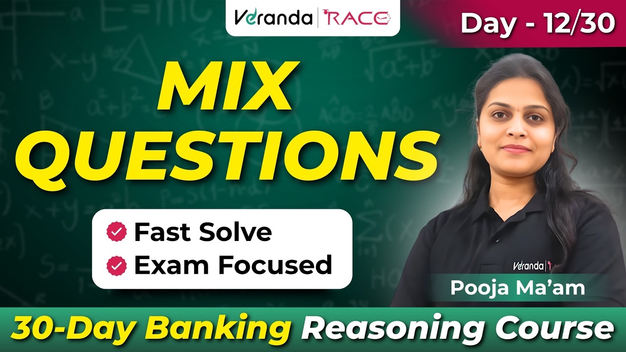 Mix Questions | Fast Solve | Exam Focused | Banking Reasoning Day-12 | Pooja Ma’am