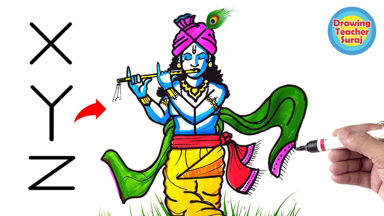Shree Krishna Drawing from X Y Z
