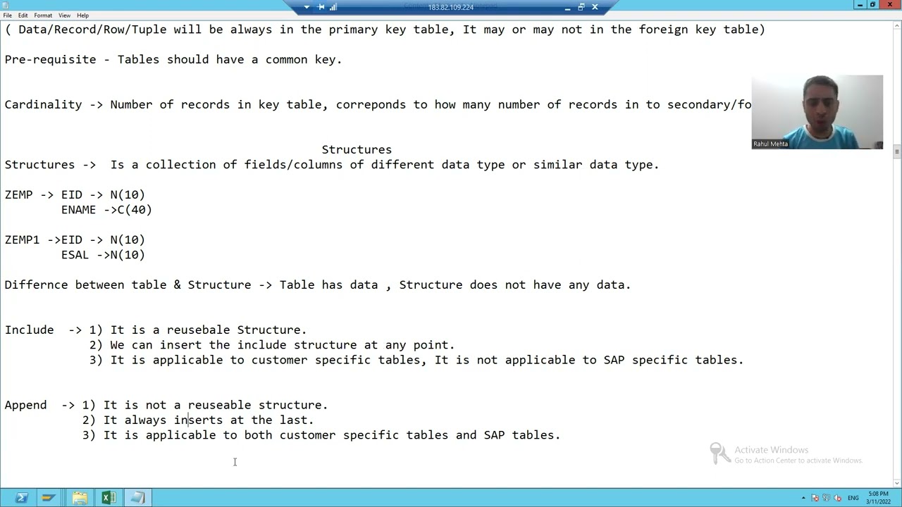 19 - ABAP Dictionary - Structures - Include and Append Part1
