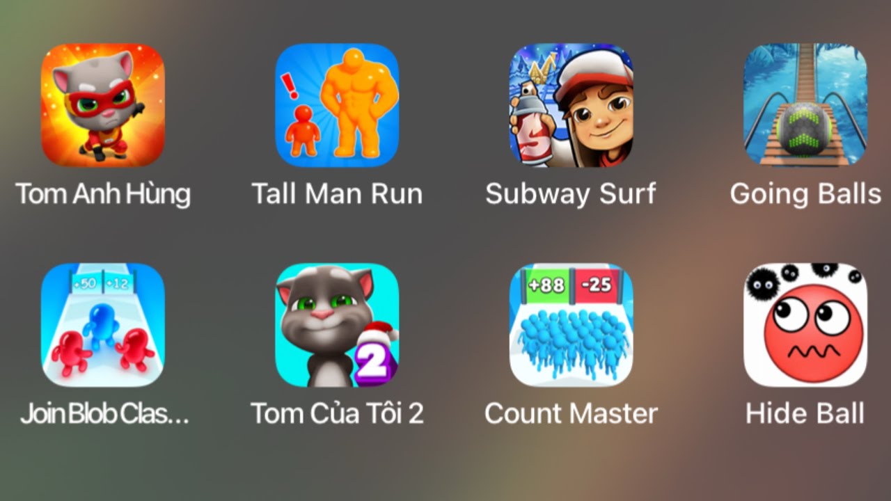 Tommy2,Tall man run,Subway Surf,Going Balls,Tomhero,Count Master