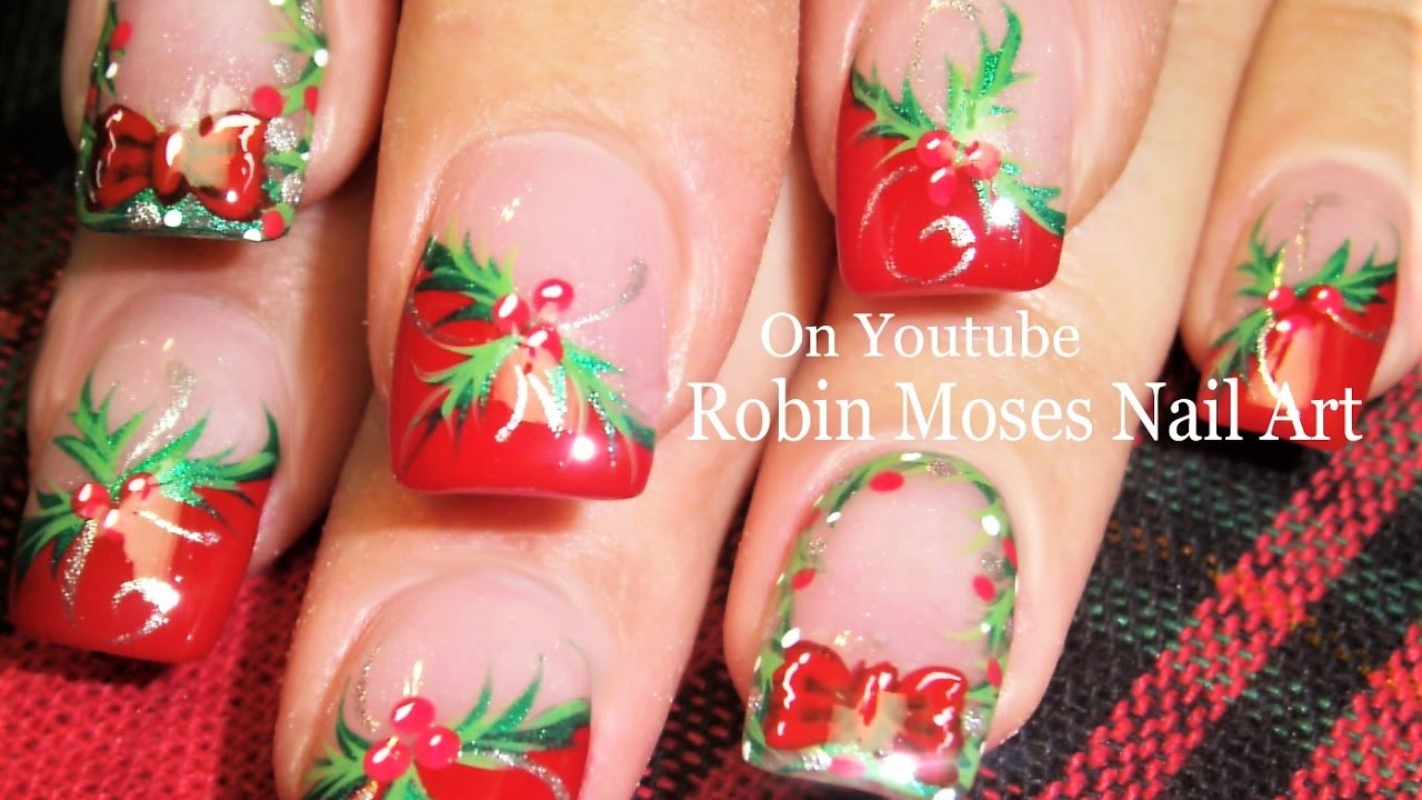 Easy Christmas Nails! | DIY Holly and Xmas Wreath Nail Art Tutorial Design