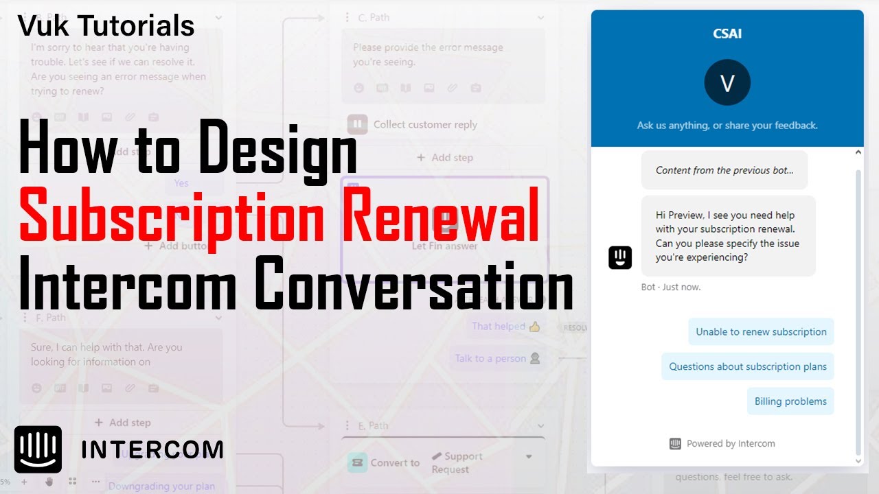 Subscription Renewal Intercom Workflow - Conversation Design Tutorial