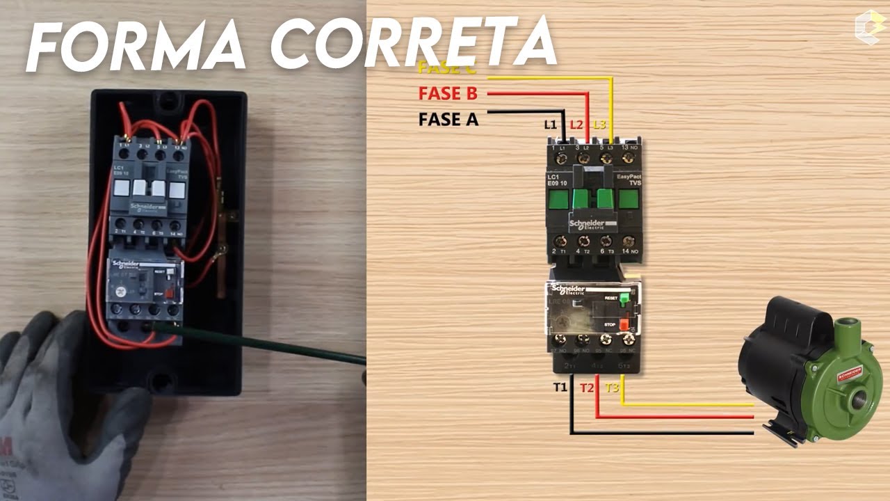 Como LIGAR corretamente o MOTOR BOMBA usando CHAVE DE PARTIDA