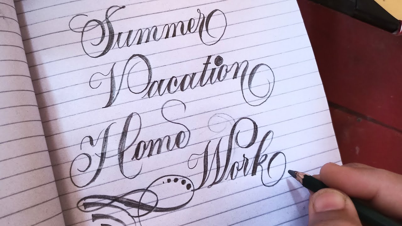 Summer Vacation Homework in beautiful calligraphy front page design